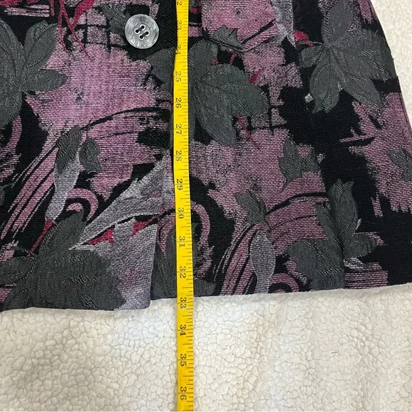 Ali Miles Floral Brocade Art  Belted Jacket, Womens S/P, Purple & Black - Picture 12 of 13